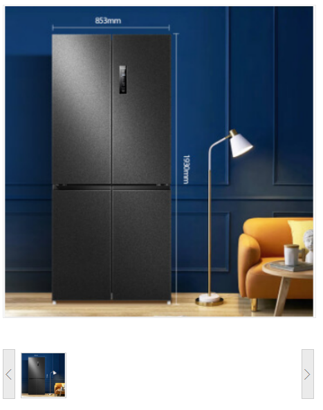 电冰箱 美菱/Meiling BCD-415WPU9CY 401-500L 3级 十字双开门 机械控温 风冷 黑色